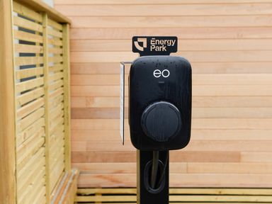 An electric vehicle charger mounted in an outdoor area at Energy Park in Dobwalls