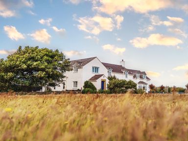 A house with trees and grass at Glanllyn Bach in Llanfaelog