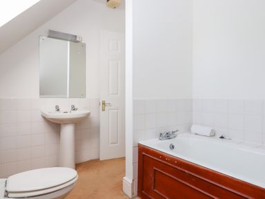 A bathroom with a sink mirror toilet and bathtub at Alston Hall in Battisborough Cross