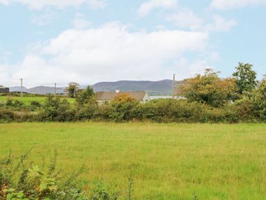 A grassy field with bushes and a house partially visible beyond at Knockbrack in Lonart near Killorglin County Kerry