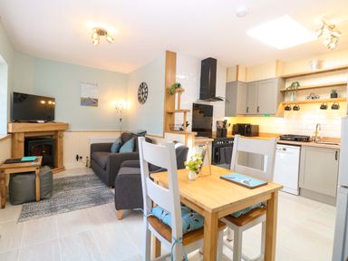 A kitchen with dining area and living space at Rainbow's End in Swanton Morley