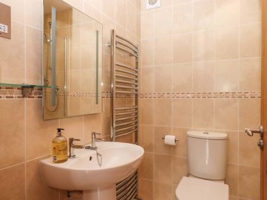 A bathroom with a sink and toilet at Swallows Reach in Halwell
