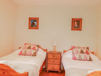 A bedroom with two beds and a nightstand at Poldue House Watergate near Camelford