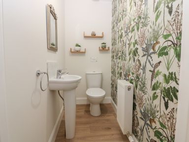 A bathroom with a sink and toilet at 21A High Street Jedburgh