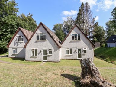 Two houses with windows and doors on grass at Valley Lodge 37 St Ann's Chapel, Cornwall