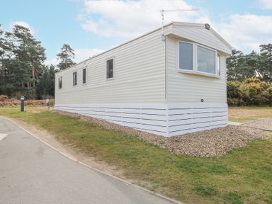 A white mobile home on a grassy and gravel area near a road at 31A Foxburrow Hang in Fritton near Belton Norfolk