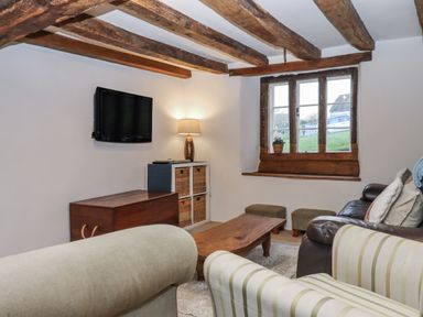 A living room with a television and lamp at Westacombe Farm Dunsford near Tedburn St Mary