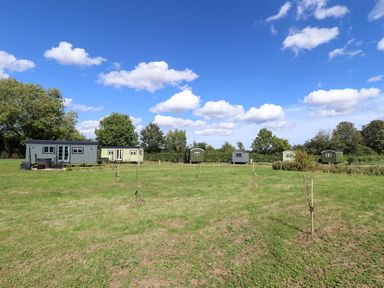 A field with several huts and trees at Snowdrop in Grimsby