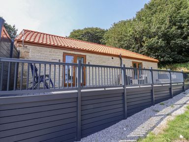 A house with decking and fence at Castle View in Scarborough