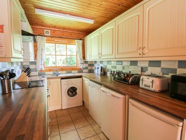 A kitchen with appliances and cabinets at Dan Y Coed near Presteigne