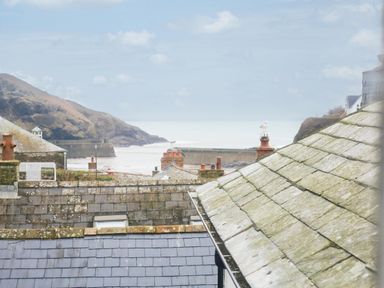 A coastal view from rooftops at Church Hill House in Port Isaac