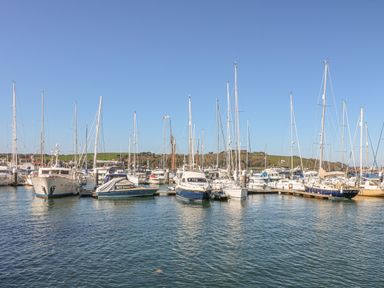A marina with various boats docked at Tobys Quay in Falmouth