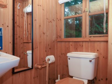 A bathroom with a sink and a toilet at The Boat House in Ashprington