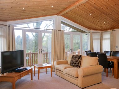 A living room with a sofa and television at Wansfell 2 in Limefitt Park near Troutbeck