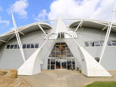 An entrance to the Dinosaur Isle Interactive Dinosaur Museum at No 157 Sandown Bay Holiday Chalet 'Field View' Sandown