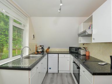 A kitchen with a sink, dishwasher, and cooking appliances at Valley Lodge 2 Callington