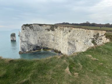 A cliff overlooking the ocean at Purbeck Vista in Swanage