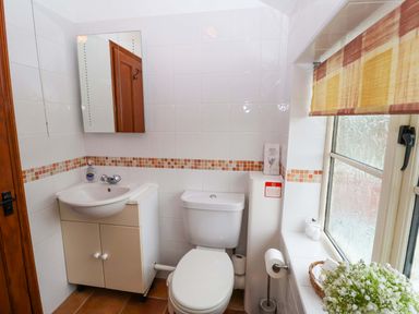 A bathroom with a sink and toilet at Hayloft in Ipswich