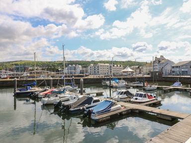 A harbor with boats moored at Harbour View in Whitehaven