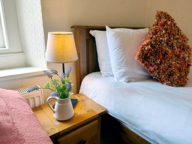 A bedroom with a bed and a lamp on a nightstand at Bush Nook House in Brampton