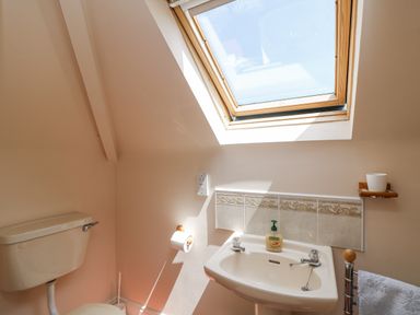A bathroom with a toilet and sink at Knockroe Lodge 
