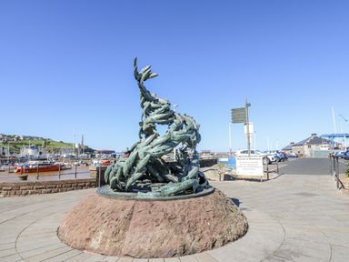 A sculpture of fish at the marina in Whitehaven