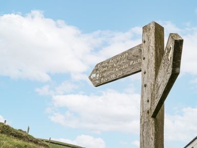 A signpost indicating paths at Puffin St Bees