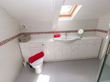 A bathroom with a sink and toilet at The Sycamores Llawhaden near Narberth