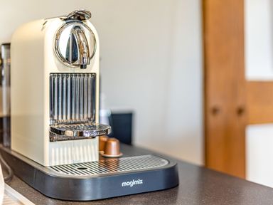 A Nespresso coffee machine on a kitchen countertop at The Cider Mill in Westhope near Leominster