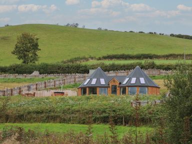 A house with a fence and surrounding grass area at Yr Awen in Lampeter