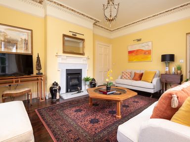 A living room with furniture and decor at The Old Vicarage St Issey