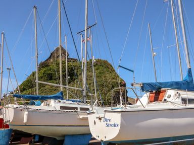 Sailboats at a marina with a hill in the background at Ocean Terrace 28 Ilfracombe
