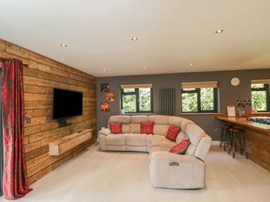 A living room with a sofa and television at Willow Cottage in Whiteparish
