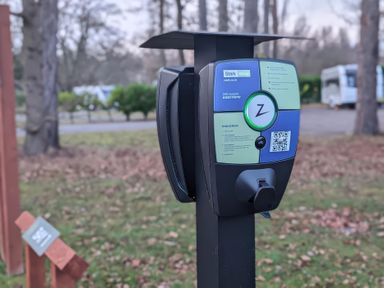 An electric vehicle charging station at Lakewood Retreat, Woodhall Spa
