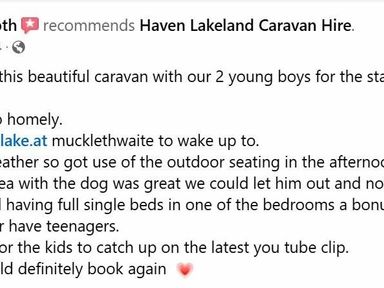 a recommendation for Haven Lakeland Caravan Hire with family activities mentioned at Lakeland Leisure Park - Holiday Accommodation 20788 Flookburgh