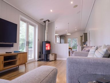 A living room with a fireplace and television at Lawson in Wigton