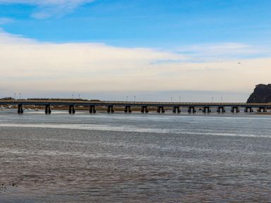 A bridge over water at The Gables in Teignmouth