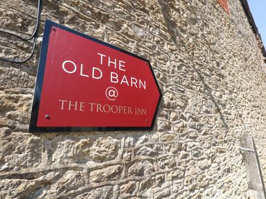 Sign for The Old Barn at The Trooper Inn in Stourton Caundle near Stalbridge
