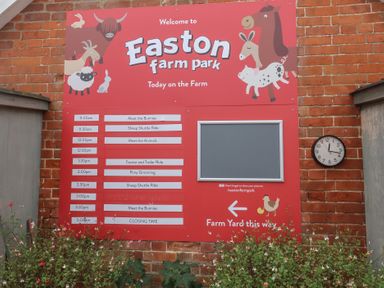A schedule sign at Easton Farm Park in Woodbridge