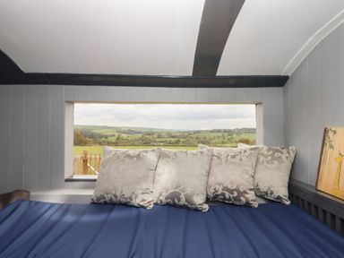 A snug with pillows and a view at The Bus on the Hill 