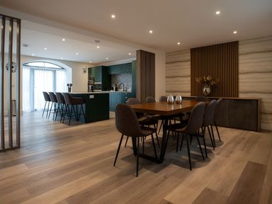 A dining room with a table and chairs at The Galloway in Morpeth