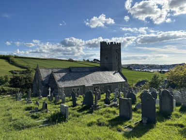 A church with a graveyard and tombstones at 4 Bickington Road Barnstaple