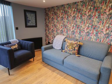 A living room with a sofa and armchair at Unit 2 in Ipswich