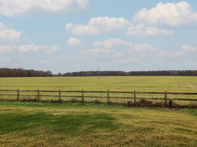 A field with a fence and power pole at Unit 2 Ipswich
