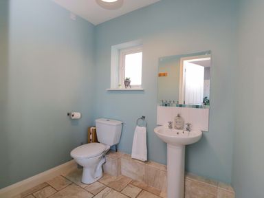 A bathroom with a toilet and sink at Lady Of Lourdes in Whitchurch, Herefordshire