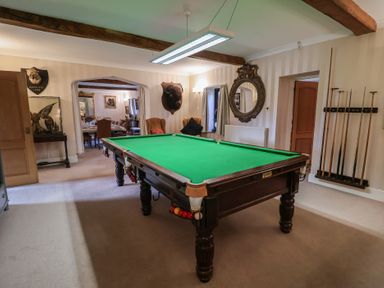 A games room with a pool table at Winston Lodge in Beccles