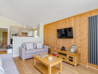 A living room with a sofa and television at The Apethorpe (Pet) in Kings Cliffe