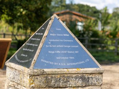 A monument commemorating Major Glenn Miller's concert at Kings Cliffe on October 3rd 1944 at The Alwalton Kings Cliffe