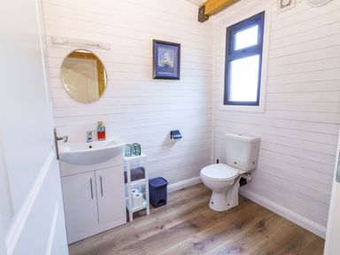 A bathroom with a sink and toilet at Killinure Cottage in Glasson, County Westmeath