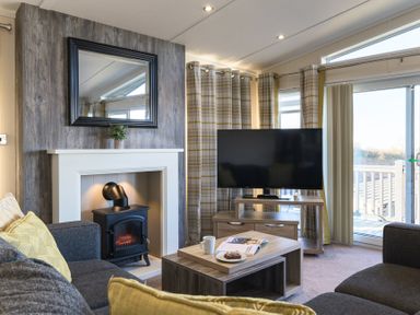 A living room with a television and fireplace at Keswick (Pet) Penrith